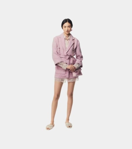 CHANEL Tweed Light Pink Gray Jacket  جاكيت شانيل تويد وردي رمادي
