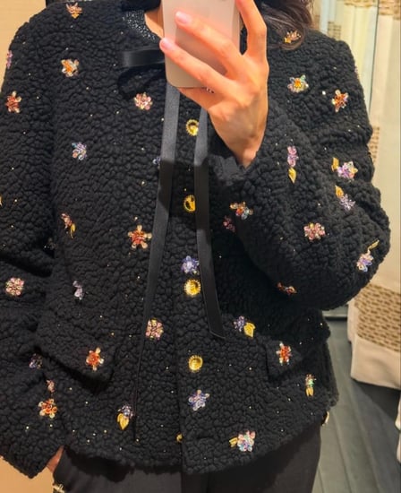 CHANEL BLACK FUR JAC سترة شانيل جاكيت فرو أسود مطرز بشك