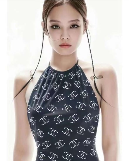 Chanel Black Swimsuit 2025 مايوه شانيل أسود بنقشات