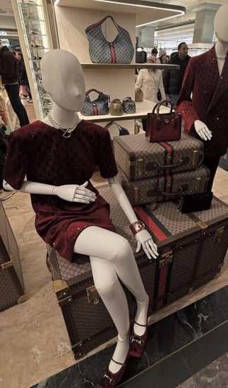2026 حذاء غوتشي باليه فلات مخمل برغندي GUCCI  burgundy ballet flats