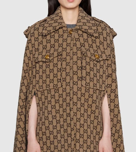 معطف غوتشي شتوي صوف قصير GG WOOL CAPE