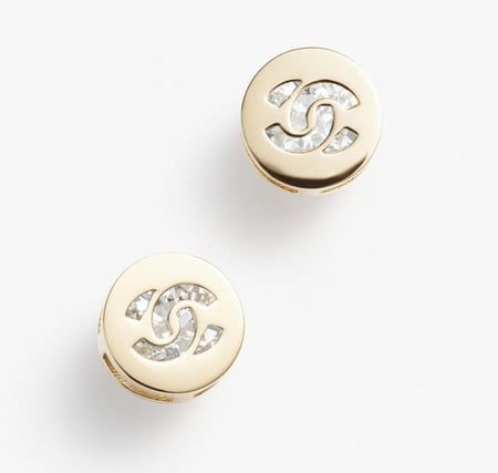 2024 أقراط شانيل غلق مسمار ذهبي كريستالي