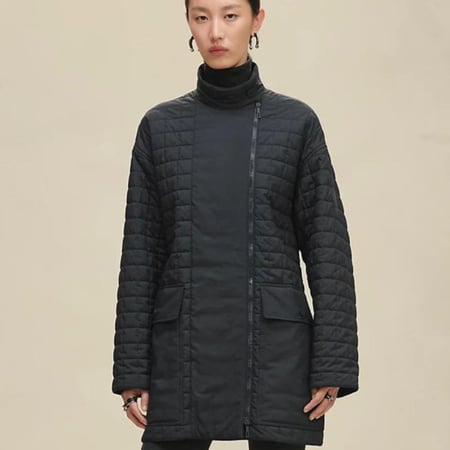 HERMES  Quilted Coat in Feather Canvas 2025 معطف إيرميز مبطن قماش ريشي
