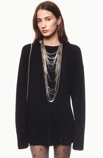 2024 قلادة شانيل طويلة معدن فضي  CHANEL LONG SILVER NECKLACE