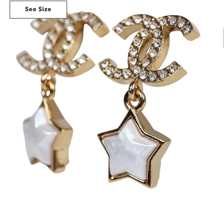 2024 أقراط شانيل مسمار غلق  بدلاية ذهبي على شكل نجمة مرصعة بالكريستال بشعار شانيل