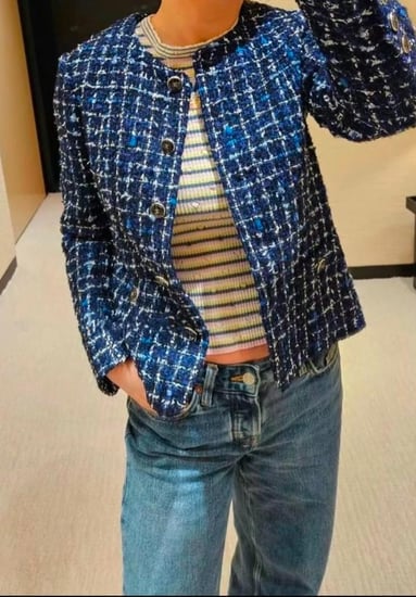 2025 جاكيت شانيل تويد أزرق  Chanel blue tweed Jacket