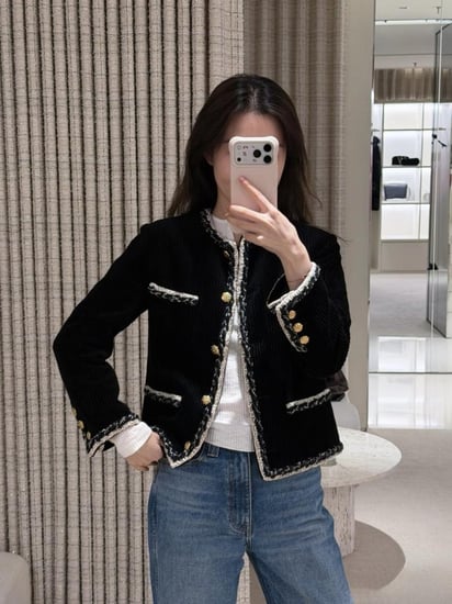 Chanel Jacket Corduroy Black 2025 سترة شانيل جاكيت شتوي