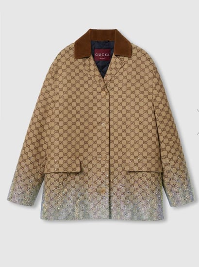 GUCCI EMBROIDERED GG CANVAS COAT جاكيت غوتشي مطرز من تويد صوف بنقش GG