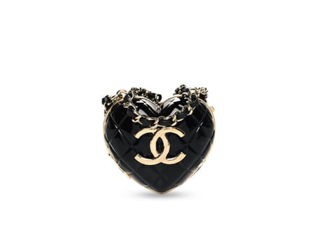 CHANEL necklace heart قلادة شانيل قلب يفتح بمرأة أسود ذهبي