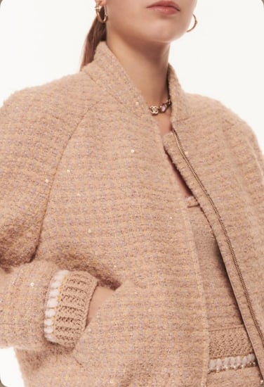 TWEED CHANEL BLOUSON  2024 بلوزون شانيل جاكيت تويد براق بيج