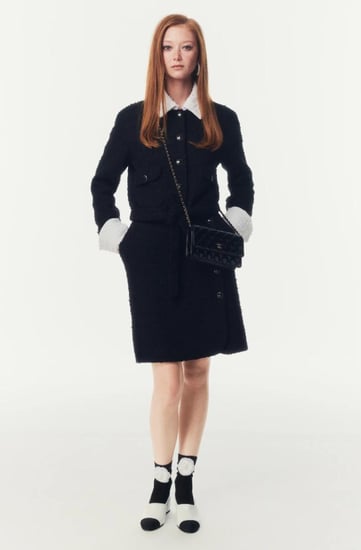 CHANEL Black Tweed Skirt  تنورة شانيل تويد أسود أبيض