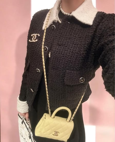 CHANEL BLOUSON Cotton Tweed Black بلوزون شانيل جاكيت تويد أسود أبيض