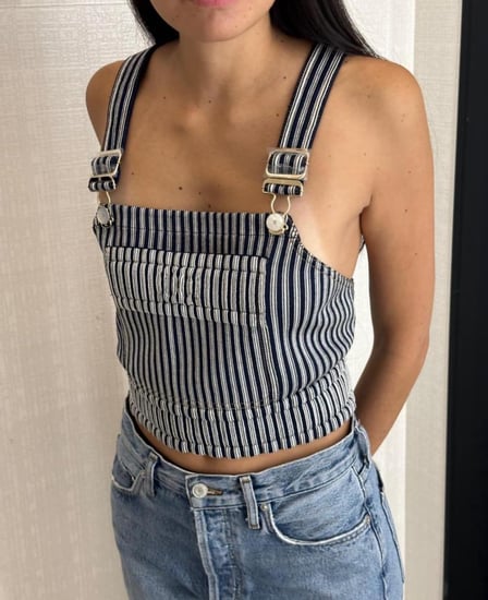 قميص توب شانيل بلوزة كحلي مخطط 2025 CHANEL NAVY BLUE TOP