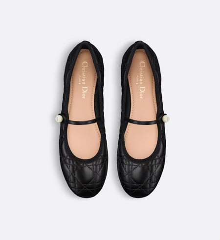 Dior Ballet Flat Black Cannage Leather حذاء ديور باليه جلد أسود كاناج