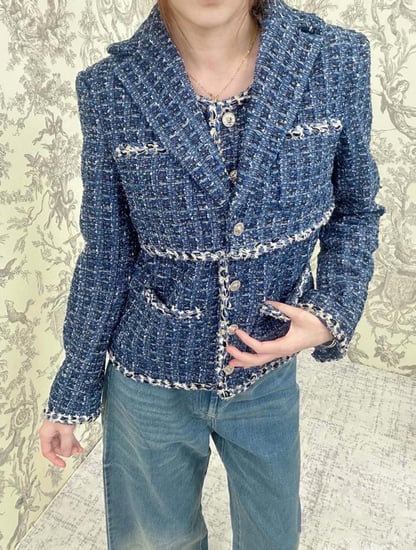 2025 Chanel tweed jacket سترة شانيل جاكيت تويد كحلي