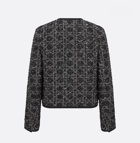 Dior Cannage Cropped Jacket جاكيتات ديور تويد أسود كروز