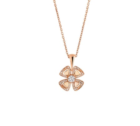 BVLGARI pink Fiorever Necklace  قلادة بولغاري فيوريفير وردي كريستالي
