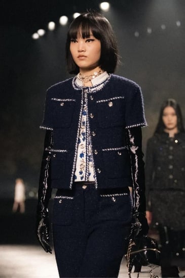 2025 سترة شانيل جاكيت تويد كحلي مطرز  Chanel tweed wool blue jacket