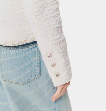 2025 Chanel white pearls tweed jacket جاكيت شانيل تويد أبيض لؤلؤي
