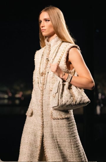 Chanel long gold Wool Tweed Coat كوت شانيل كت تويد صوفي ذهبي طويل