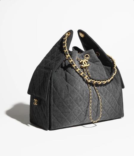 Chanel 25 Black Denim Bag  2025 حقيبة شانيل دينم  أسود  متوسطه