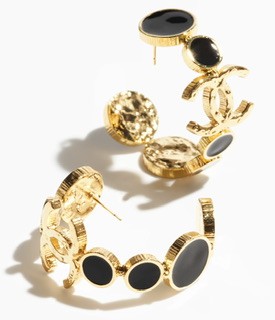 2024 اقراط شانيل حلقة ذهبي اسود