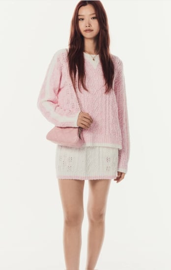 2024 سترة شانيل كاشمير وردي