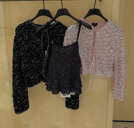 توب شانيل قميص أسود لامع كريستال بلوزة  2025  Black Sparkly Top shirt