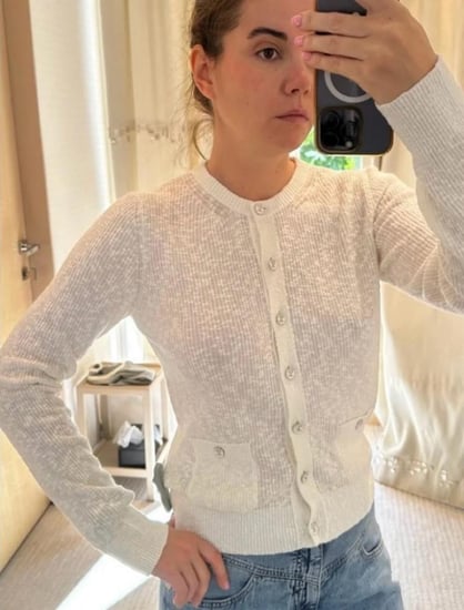 2025 CHANEL COCO BEACH CARDIGAN كارديجان شانيل أبيض قطني