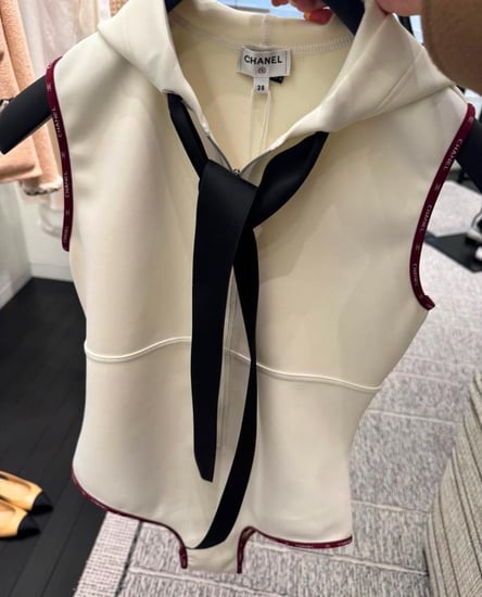 2025 مايوه شانيل جيرسي استرتش حرير أبيض CHANEL CRUISE white SWIMSUIT