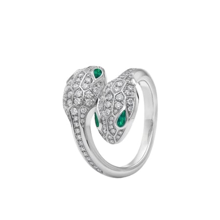 خاتم بولغاري سيربنتي سيدوتشري ثعبان فضي كريستالي