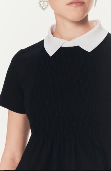 2025 Chanel Black T Shirt  تيشيرت شانيل قميص توب أسود بياقة بيضاء