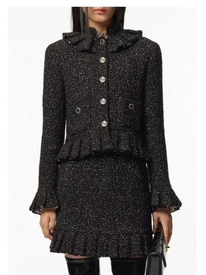 Chanel Glittered Tweed Black jacket شانيل جاكيت تويد أسود براق