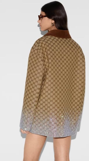 GUCCI EMBROIDERED GG CANVAS COAT جاكيت غوتشي مطرز من تويد صوف بنقش GG