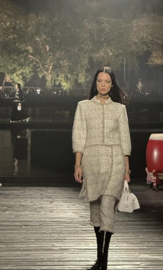 Chanel gold Wool Tweed dress  2025 فستان شانيل تويد صوفي ذهبي قصير