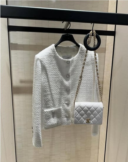 2025 Chanel White Tweed Jacket  جاكيت شانيل تويد أبيض قصير