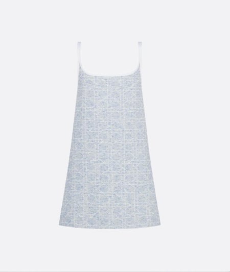 Dior Macrocannage blue Tweed Dress فستان ديور تويد أزرق قصير بلا أكمام