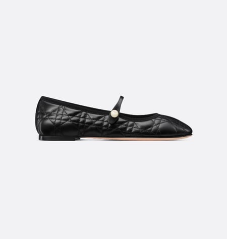 Dior Ballet Flat Black Cannage Leather حذاء ديور باليه جلد أسود كاناج