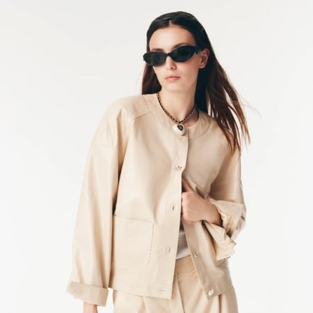 2025 Chanel Beig leather Jennie Jacket جاكيت شانيل سترة جيني  جلد بيج