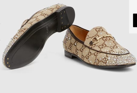 GUCCI Lovers Sparkle shoes حذاء غوتشي لوفر كريستاليه براقة