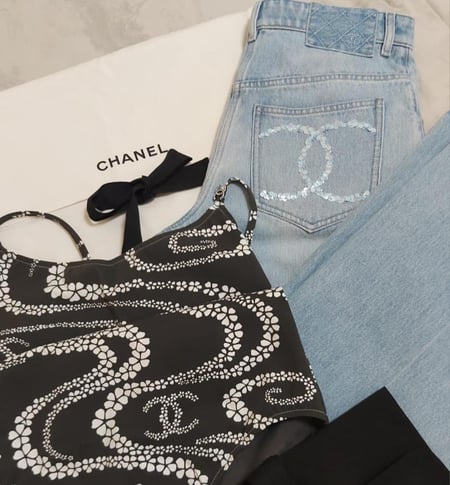 chanel coco beach blue denim jeans  جينز شانيل دينم أزرق كوكو بيتش