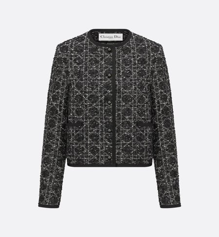 Dior Cannage Cropped Jacket جاكيتات ديور تويد أسود كروز