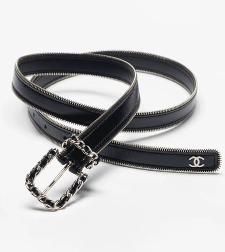CHANEL BLACK LEATHER BELT Silver 2024 حزام شانيل جلد أسود فضي