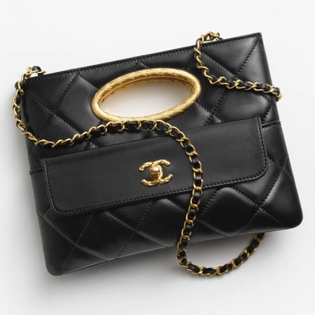 2024 حقيبة تسوق شانيل جلد أسود CHANEL BLACK SHOPPING BAG