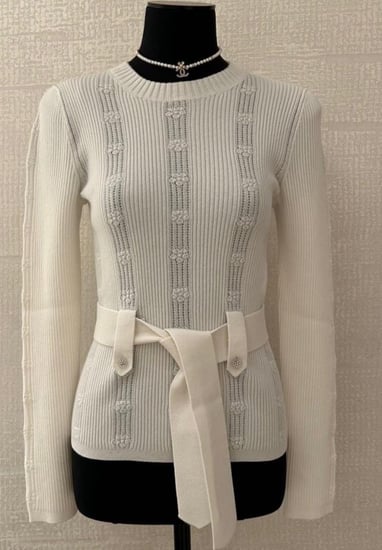 CHANEL CRUISE 2025 BULLOVER 2024 بلوفر شانيل ابيض كنزة صوفية كشمير