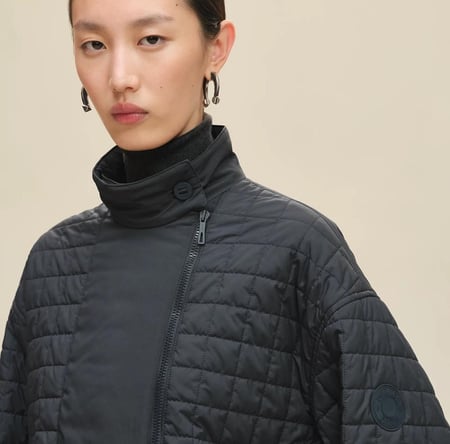 HERMES  Quilted Coat in Feather Canvas 2025 معطف إيرميز مبطن قماش ريشي