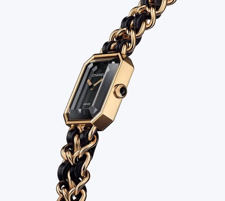 Chanel black gold PREMIÈRE ÉDITION WATCH ساعة شانيل ذهبي جلد أسود