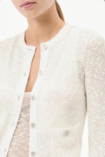2025 CHANEL COCO BEACH CARDIGAN كارديجان شانيل أبيض قطني