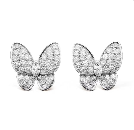 Van Cleef Two Butterfly white earrings أقراط فان كليف حلق تو باترفلاي