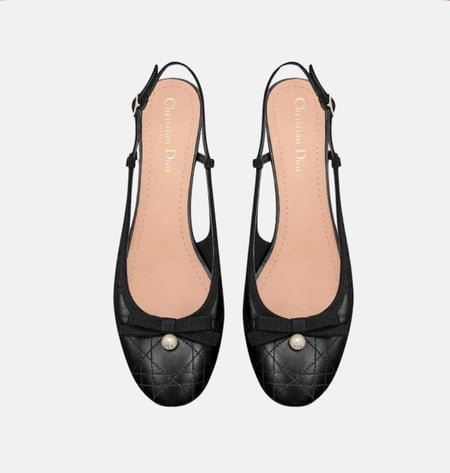 Dior Black Ballet Slingback Pump حذاء ديور باليه جلد أسود مفتوح